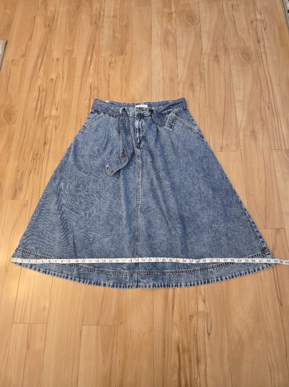 HABITUAL Denim A-line Midi Skirt with Matching Belt Size 12/31 - Picture 11 of 12